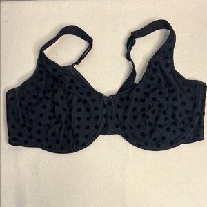 Cacique 42DDD Black Sheer Polka Dot Underwire Bra Full Coverage
